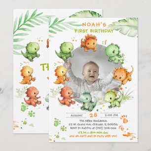 Convites Aniversário de Dinossauro Com Opção de Foto