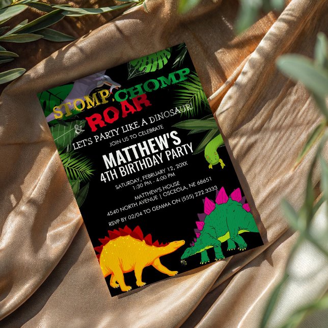 Convites Aniversário de Dinossauro com Stomp, Chomp & Roar (Criador carregado)
