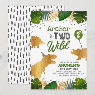 Convites Aniversário de Dinossauro Convidam Dois Festa de 