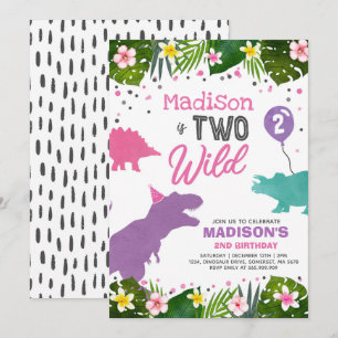 Convites Aniversário de Dinossauro Convidam Dois Festa de 