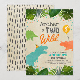 Convites Aniversário de Dinossauro Convidam Dois Festa de D