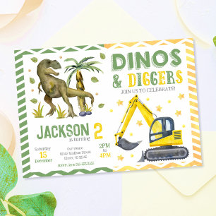 Convites Aniversário de Dinossauro e Construção
