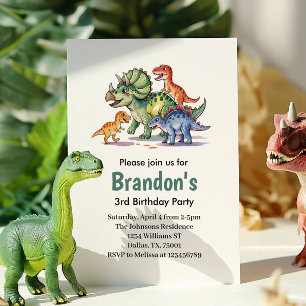 Convites Aniversário de Dinossauro Fofo para Meninos