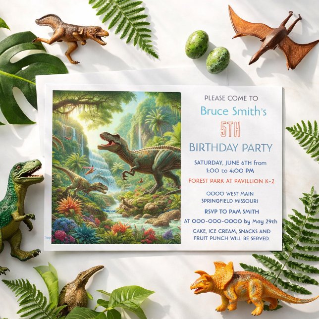 Convites Aniversário de Dinossauro na Selva para Meninos de (Criador carregado)
