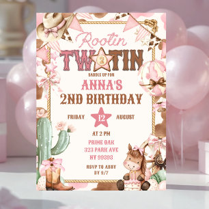 Convites Aniversário de dois anos Pink Rootin Two-Tin