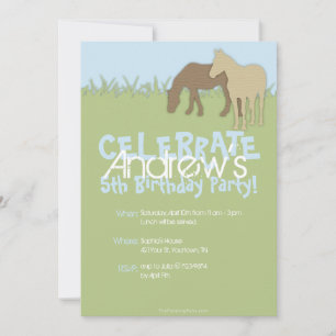 Convites Aniversário de Dois Cavalos Marrons