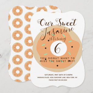 Convites Aniversário de Donut com Glacê de Abóbora Doce