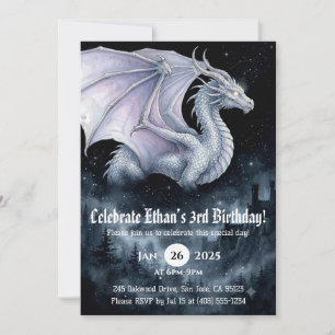 Convites Aniversário de Dragão em Aquarela
