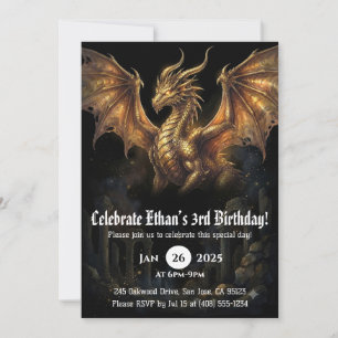 Convites Aniversário de Dragão em Aquarela