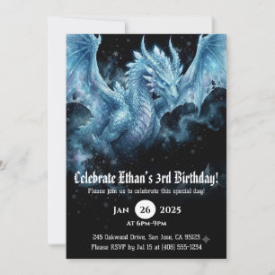 Convites Aniversário de Dragão em Aquarela