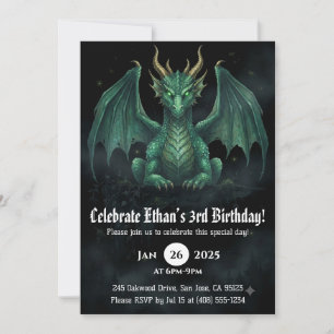 Convites Aniversário de Dragão em Aquarela