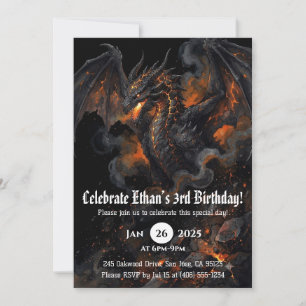 Convites Aniversário de Dragão em Aquarela