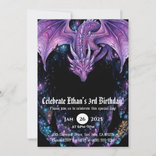 Convites Aniversário de Dragão em Aquarela