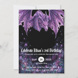 Convites Aniversário de Dragão em Aquarela