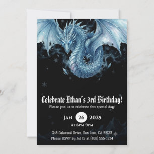 Convites Aniversário de Dragão em Aquarela
