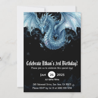 Convites Aniversário de Dragão em Aquarela