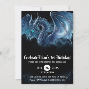 Convites Aniversário de Dragão em Aquarela