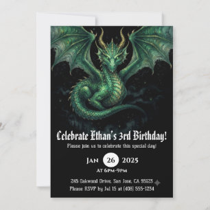 Convites Aniversário de Dragão em Aquarela