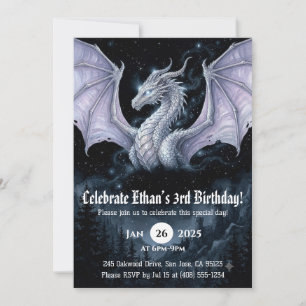 Convites Aniversário de Dragão em Aquarela