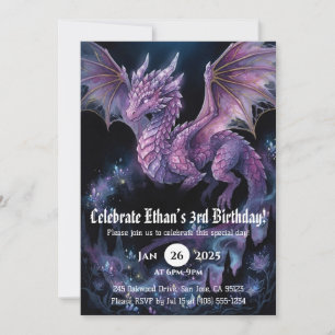 Convites Aniversário de Dragão em Aquarela