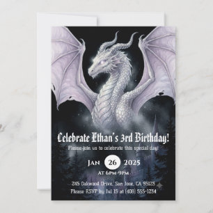 Convites Aniversário de Dragão em Aquarela