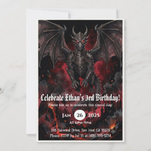 Convites Aniversário de Dragão em Aquarela
