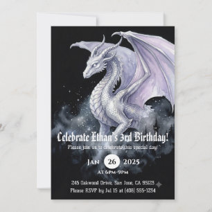 Convites Aniversário de Dragão em Aquarela