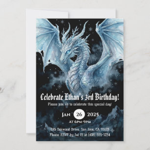 Convites Aniversário de Dragão em Aquarela
