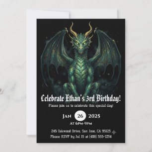 Convites Aniversário de Dragão em Aquarela