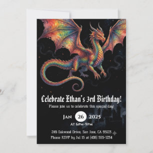 Convites Aniversário de Dragão em Aquarela