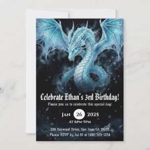 Convites Aniversário de Dragão em Aquarela