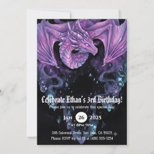 Convites Aniversário de Dragão em Aquarela
