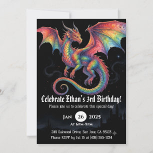 Convites Aniversário de Dragão em Aquarela