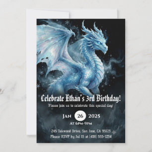 Convites Aniversário de Dragão em Aquarela