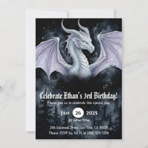 Convites Aniversário de Dragão em Aquarela
