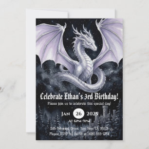 Convites Aniversário de Dragão em Aquarela