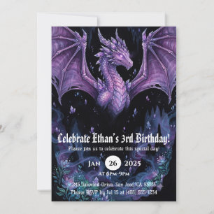 Convites Aniversário de Dragão em Aquarela