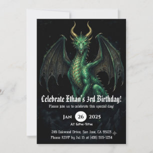 Convites Aniversário de Dragão em Aquarela
