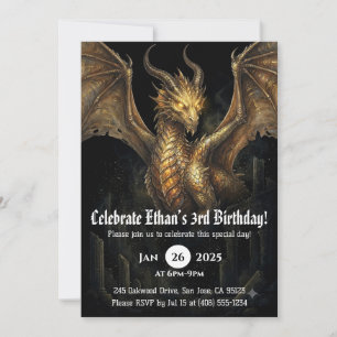 Convites Aniversário de Dragão em Aquarela