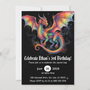 Convites Aniversário de Dragão em Aquarela