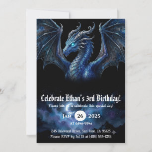 Convites Aniversário de Dragão em Aquarela