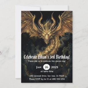 Convites Aniversário de Dragão em Aquarela
