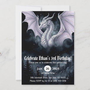 Convites Aniversário de Dragão em Aquarela