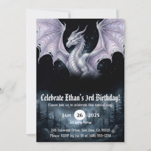 Convites Aniversário de Dragão em Aquarela