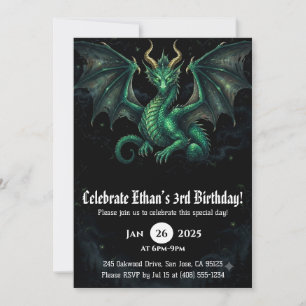 Convites Aniversário de Dragão em Aquarela