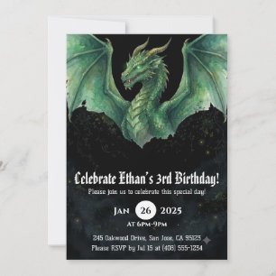Convites Aniversário de Dragão em Aquarela
