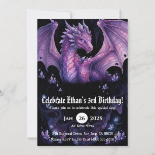 Convites Aniversário de Dragão em Aquarela