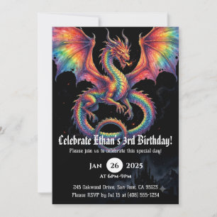 Convites Aniversário de Dragão em Aquarela