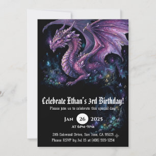 Convites Aniversário de Dragão em Aquarela