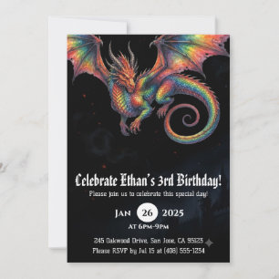 Convites Aniversário de Dragão em Aquarela